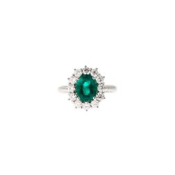 Kate Emerald Ring 9x6mm of 1.779ct and 12 Diamonds