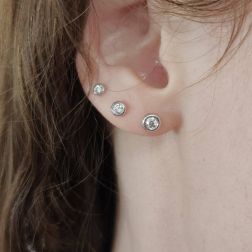 Photo of worn Circle Point of Light Earrings 4.50mm