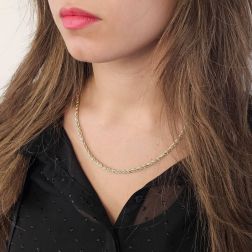 Photo of worn White gold rope necklace with yellow gold venetian 50cm x 3.80mm