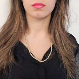 Photo of worn White gold rope necklace with yellow gold venetian 55cm x 3.80mm