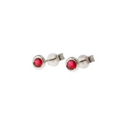 White Gold Ruby Circle Earrings 4.5mm