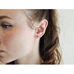Photo of worn White Gold Ruby Circle Earrings 4.5mm