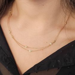 Photo of worn Laccio Circle Necklace 13 Brown Diamonds in Rose Gold