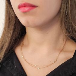 Photo of worn Laccio Circle Necklace 13 Brown Diamonds in Rose Gold