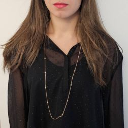 Photo of worn Laccio Circle Necklace 13 Brown Diamonds in Rose Gold