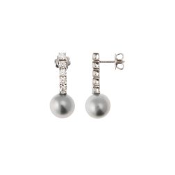 Pendant earrings with 10 diamonds and Tahitian Pearls