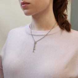 Photo of worn Necklace Korean Mesh with White Gold Node