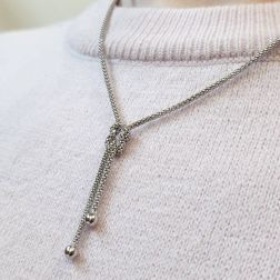 Photo of worn Necklace Korean Mesh with White Gold Node