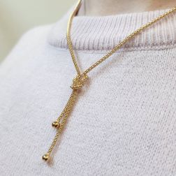 Photo of worn Lace Necklace Korean Mesh with Yellow Gold Node