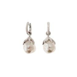Boccole Corolla con Pavè di Diamanti e Perle Barocche Australiane