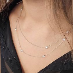 Photo of worn Laccio Circle Necklace 13 Diamonds in White Gold