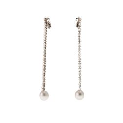 Pendant Tennis Earrings with 58 Diamonds and Australian Pearls