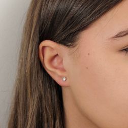 Photo of worn Circle Point of Light Earrings 4.50mm