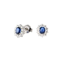 Orecchini Kate Zaffiro Blu 5x4mm e 20 Diamanti