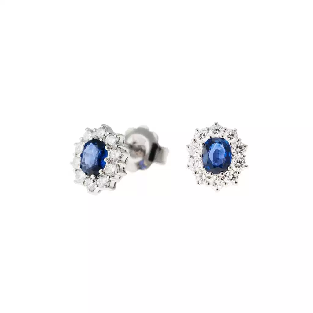 Orecchini Kate Zaffiro Blu 5x4mm e 20 Diamanti