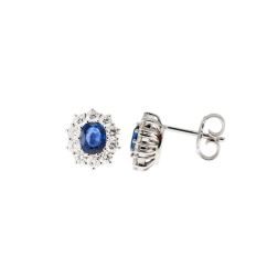 Orecchini Kate Zaffiro Blu 5x4mm e 20 Diamanti