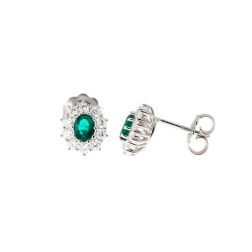 5x4mm Emerald with 20 Diamonds Kate earrings