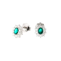 5x4mm Emerald with 20 Diamonds Kate earrings
