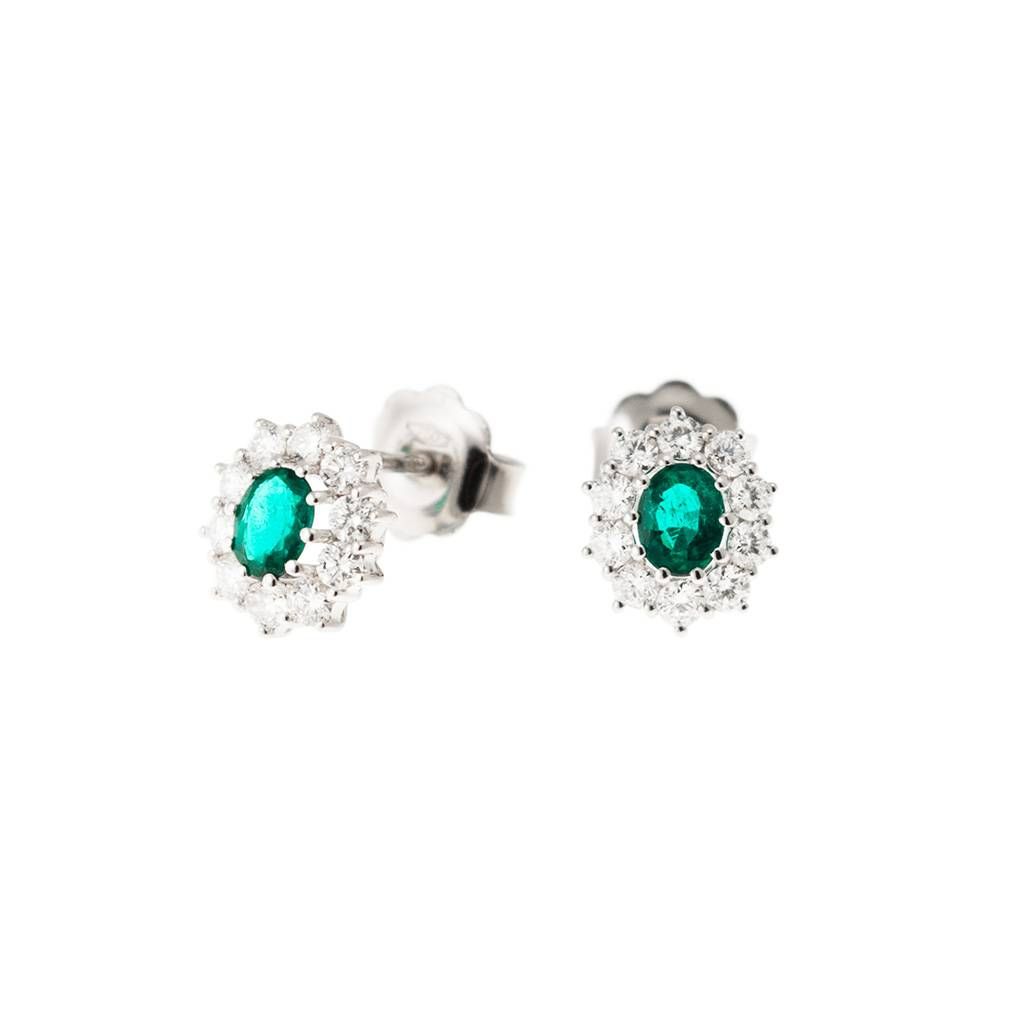 5x4mm Emerald with 20 Diamonds Kate earrings