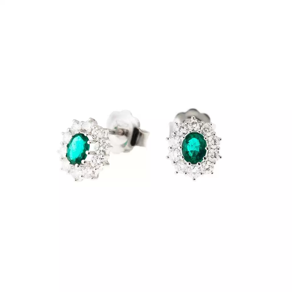 Orecchini Kate Smeraldo 5x4mm e 20 Diamanti