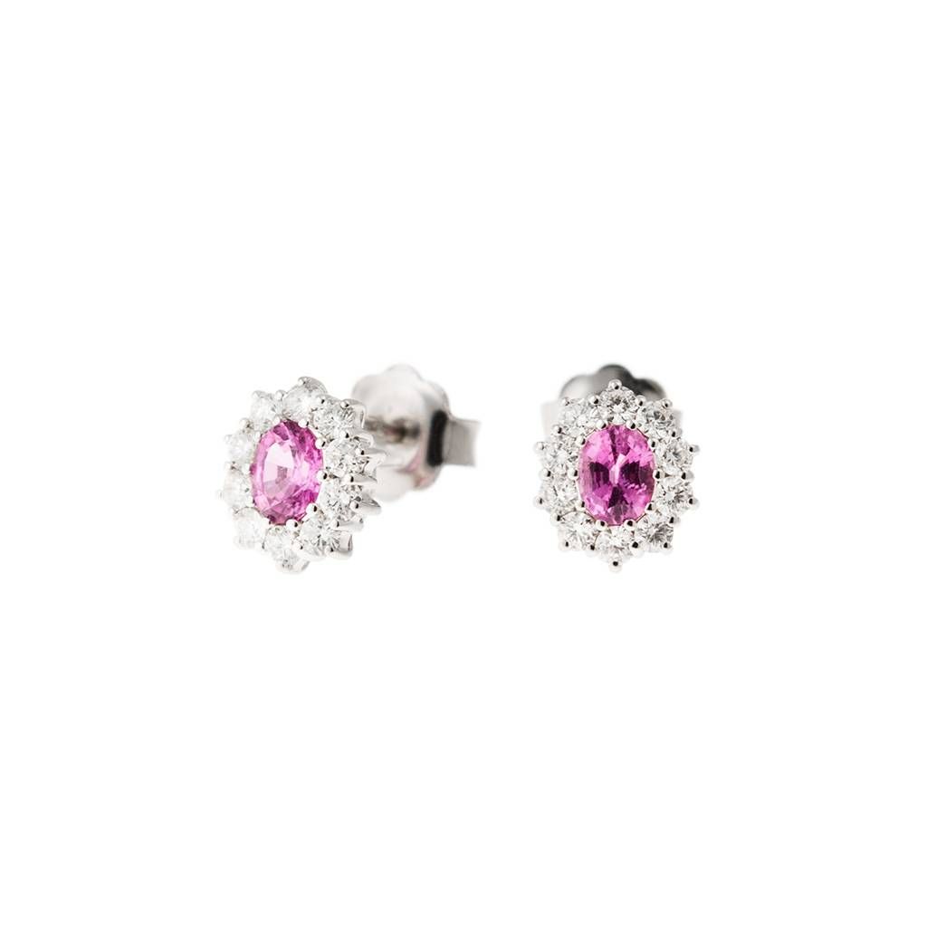 Kate Rose Sapphire Earrings 5x4mm and 20 Diamonds