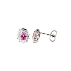 Orecchini Kate Zaffiro Rosa 5x4mm e 20 Diamanti