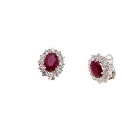 Orecchini Kate Rubino 8x6mm e 24 Diamanti