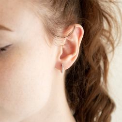 Photo of worn Small oval Diamonds SINGLE Hoop