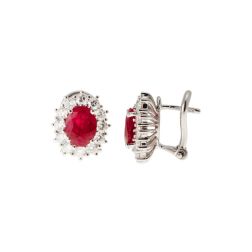 Kate Rubies Earrings 8x6mm and 24 Diamonds