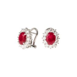 Orecchini Kate Rubino 8x6mm e 24 Diamanti