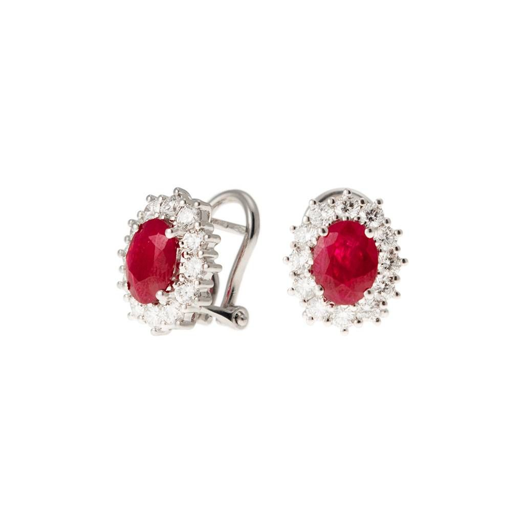Kate Rubies Earrings 8x6mm and 24 Diamonds
