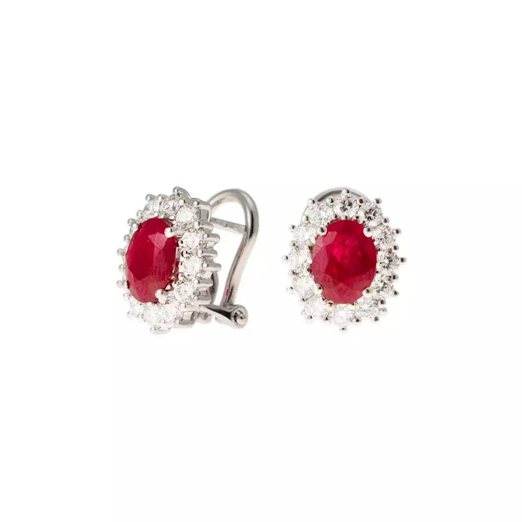 Orecchini Kate Rubino 8x6mm e 24 Diamanti
