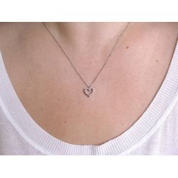 Photo of worn Necklace with Heart Pendant and 12 Diamonds