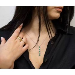 Photo of worn Tennis Pendant Diamonds and Emeralds