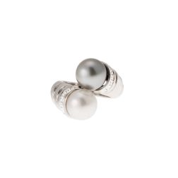 Anello Contrariè perla Tahiti e Australiana con Diamanti