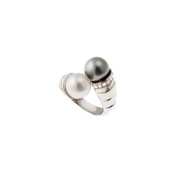 Anello Contrariè perla Tahiti e Australiana con Diamanti