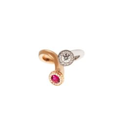 Diamond and Ruby Steli Ring in Rose and White Gold