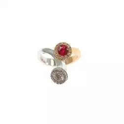 Diamond and Ruby Steli Ring in Rose and White Gold