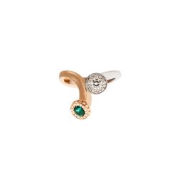 Anello Steli Smeraldo e Diamanti in Oro Rosa e Bianco - Misura 16