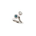 Anello Steli Diamanti e Diamante Blu in Oro Bianco - Misura 15