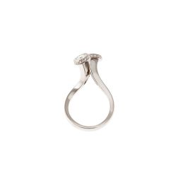 White Diamonds and Blue Diamond Steli Ring in White Gold