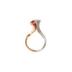 Anello Steli Diamanti e Rubino in Oro Rosa e Bianco