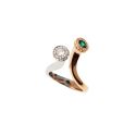 Anello Steli Smeraldo e Diamanti in Oro Rosa e Bianco - Misura 12