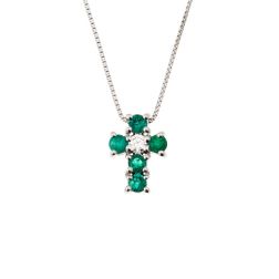 Collana con Croce Smeraldi - Larghezza 8.3mm