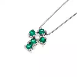 Collana con Croce Smeraldi - Larghezza 8.3mm