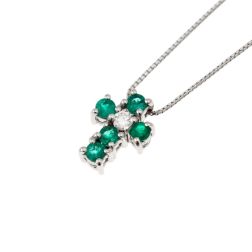 Necklace Cross Emeralds - Width 8.3mm