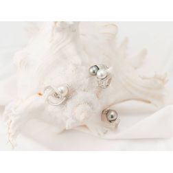 Wave Design Ring with Tahitian Pearl and Pavé Diamonds - Italian Size 12