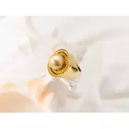 Anello con Perla Gold a goccia e Diamanti Gialli a giro