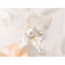 Anello Spirale Elegante Diamanti e Perla Australiana