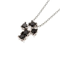 Collana con Croce di Diamanti Neri e 1 Bianco - Larghezza 8.3mm